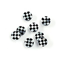 Gemstone Flat Back Flat Top Straight Side INLAY DESIGN - Checkerboard Round 07MM BLACK Glass/MOP Shell