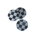 Gemstone Flat Back Flat Top Straight Side INLAY DESIGN - Checkerboard Round 15MM BLACK ONYX/HEMATITE