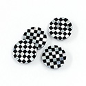 Gemstone Flat Back Flat Top Straight Side INLAY DESIGN - Checkerboard Small Pattern Round 13MM BLACK ONYX Glass /MOP shell