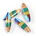 Gemstone Flat Back Inlay Buff Top Straight Side Stone - Oval 27x7.5 MULTI COLOR