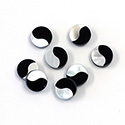 Gemstone Flat Back Flat Top Straight Side INLAY DESIGN - Yin Yang Round 08MM ONYX Glass /MOP Shell