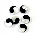 Gemstone Flat Back Flat Top Straight Side INLAY DESIGN - Yin Yang Round 11MM ONYX Glass /MOP Shell