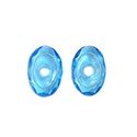 Japanese Glass Stone with faceted Edge and Center Hole.- Oval 16x11MM outside diameter with 10x7MM Recess. AQUAMARINE