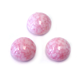 Japanese Glass Medium Dome Lampwork Cabochon - Round 11MM PINK MATRIX