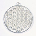 Metal Filigree Link Pendant - Flat Round 42MM SILVER