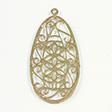 Metal Filigree Flat Pendants - Flat Pear 40x24MM BRASS