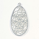 Metal Filigree Flat Pendants - Flat Pear 40x24MM SILVER