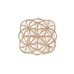 Metal Filigree Link Connector - Flat Square 24x24MM BRASS