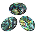 Shell Flat Back Epoxy Coated Buff Top Stone - Oval 18x13MM PAUA GREEN