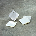 Shell Pendant - Smooth Flat Square 12x12MM WHITE MOP with Hole in Corner