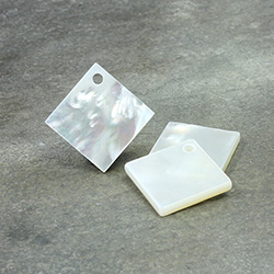 Shell Pendant - Smooth Flat Square 15x15MM WHITE MOP with Hole at Corner