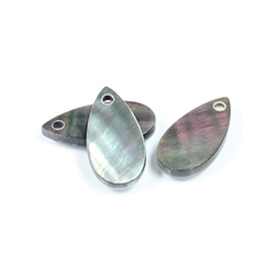 Shell Pendant - Smooth Flat Pear 20x10MM MOP Dyed BLACK TAHITI GREY