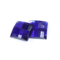 Plastic Flat Back Foiled Checkerboard Rhinestone - Square 19x19MM SAPPHIRE