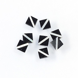 Gemstone Flat Back Flat Top Straight Side INLAY DESIGN - Diagonal Stripe Square 6MM ONYX/MOP