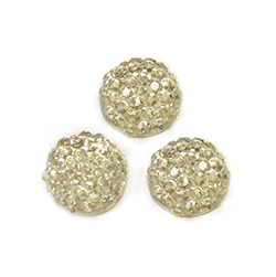 Plastic Flat Back Foiled Stone with Pave Top - Round 10MM CRYSTAL