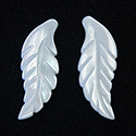 Shell Leaf Carved 25x10MM WHITE MOP - Sold in pairs of left and right, flat back