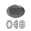 Preciosa Crystal Point Back MAXIMA Fancy Stone - Oval 08x6MM HEMATITE on JET Unfoiled
