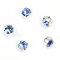 Crystal Stone in Metal Sew-On Setting - Chaton SS16 MAXIMA LT SAPPHIRE-SILVER