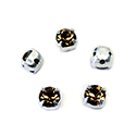 Crystal Stone in Metal Sew-On Setting - Chaton SS16 MAXIMA SMOKE TOPAZ-SILVER