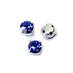 Crystal Stone in Metal Sew-On Setting - Chaton SS20 MAXIMA SAPPHIRE-SILVER