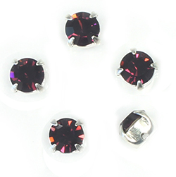 Crystal Stone in Metal Sew-On Setting - Chaton SS29 MAXIMA AMETHYST-SILVER