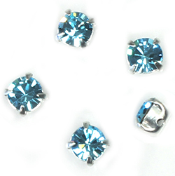 Crystal Stone in Metal Sew-On Setting - Chaton SS29 MAXIMA AQUA BOHEMICA-SILVER