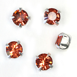 Crystal Stone in Metal Sew-On Setting - Chaton SS29 MAXIMA PADPARADSCHA-SILVER
