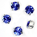 Crystal Stone in Metal Sew-On Setting - Chaton SS29 MAXIMA SAPPHIRE-SILVER