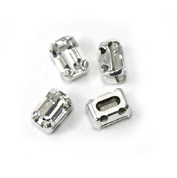 Crystal Stone in Metal Sew-On Setting - Cushion Octagon 06x4MM MAXIMA CRYSTAL-SILVER