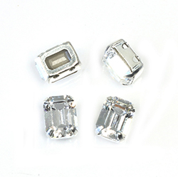 Crystal Stone in Metal Sew-On Setting - Cushion Octagon 08x6MM MAXIMA CRYSTAL-SILVER