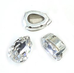 Crystal Stone in Metal Sew-On Setting - Pear 10x7MM MAXIMA CRYSTAL-SILVER