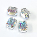 Crystal Stone in Metal Sew-On Setting - Cushion Octagon 10x8MM MAXIMA CRYSTAL AB-SILVER 
