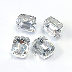 Crystal Stone in Metal Sew-On Setting - Cushion Octagon 10x8MM MAXIMA CRYSTAL-SILVER