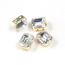 Crystal Stone in Metal Sew-On Setting - Cushion Octagon 10x8MM MAXIMA CRYSTAL-RAW BRASS