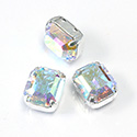 Crystal Stone in Metal Sew-On Setting - Cushion Octagon 12x10MM MAXIMA CRYSTAL AB-SILVER