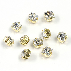 Crystal Stone in Metal Sew-On Setting - Square 05x5MM MAXIMA CRYSTAL-RAW