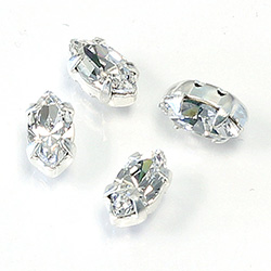 Crystal Stone in Metal Sew-On Setting - Navette 08x4MM MAXIMA CRYSTAL-SILVER