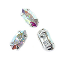 Crystal Stone in Metal Sew-On Setting - Navette 10x5MM MAXIMA CRYSTAL AB-SILVER