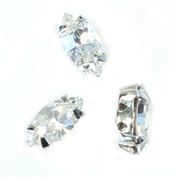 Crystal Stone in Metal Sew-On Setting - Navette 10x5MM MAXIMA CRYSTAL-SILVER