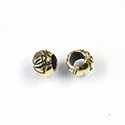 Metalized Plastic Engraved Bead - Rosebud with Large Hole 08MM ANTIQUE GOLD