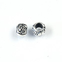 Metalized Plastic Engraved Bead - Rosebud with Large Hole 08MM ANTIQUE SILVER