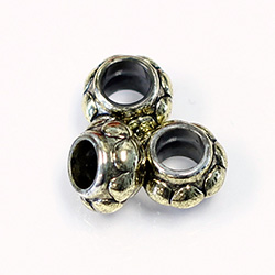 Metalized Plastic Engraved Bead - Spacer 12x8MM ANT GOLD