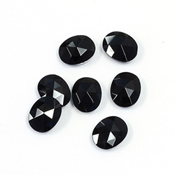 Gemstone Flat Back Stone with Faceted Top Rauten Rose - Oval 10x8MM BLACK ONYX