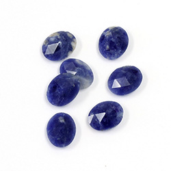 Gemstone Flat Back Stone with Faceted Top Rauten Rose - Oval 10x8MM SODALITE