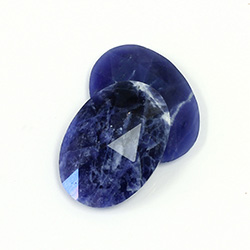 Gemstone Flat Back Stone with Faceted Top Rauten Rose - Oval 25x18MM SODALITE