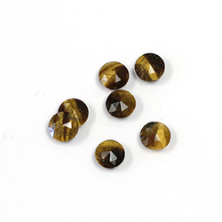 Gemstone Flat Back Stone with Faceted Top Rauten Rose - Round 06MM TIGEREYE