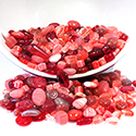 Czech Glass Bead Mix - Assorted shapes - Size Range from Approx. 4mm - 16mm RED
