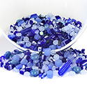 Czech Glass Bead Mix - Assorted shapes - Size Range from Approx. 4mm - 16mm BLUE