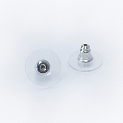 Brass Bullet Clutch 5x7mm with Clear Comfort Pad (approx. 12mm) - Nickel free IMITATION RHODIUM.