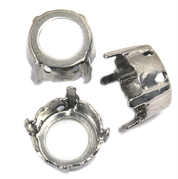 Brass Sew-On Setting - Open Back - Round ss47/ss48 (10.5mm-11mm) - IMIT. SILVER FINISH